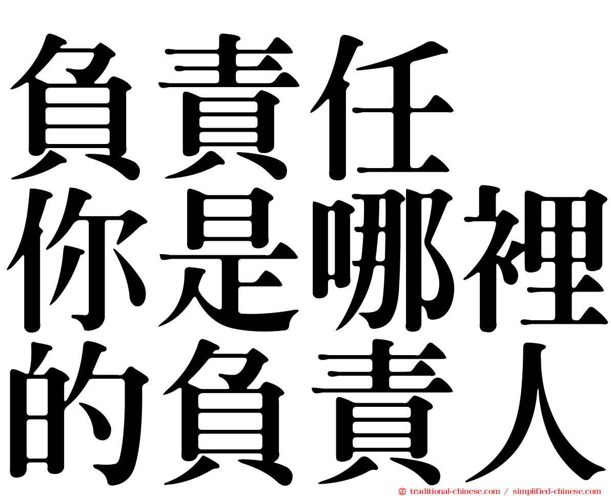負責任　你是哪裡的負責人